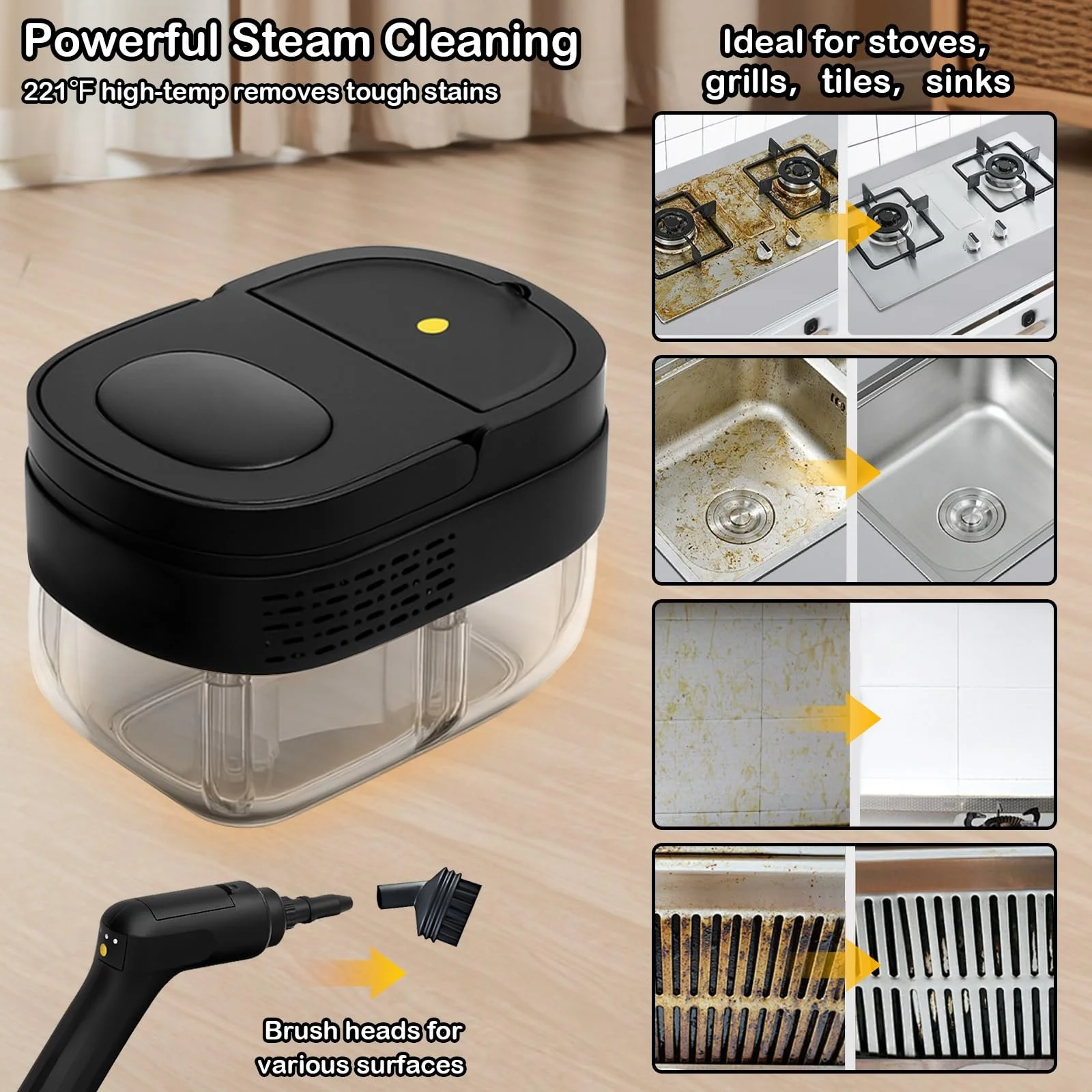 Пароочисник ручний 2500 Вт 105 °C 1100 мл, фото №5 Пароочисник ручний 2500 Вт 105 °C 1100 мл, фото №5