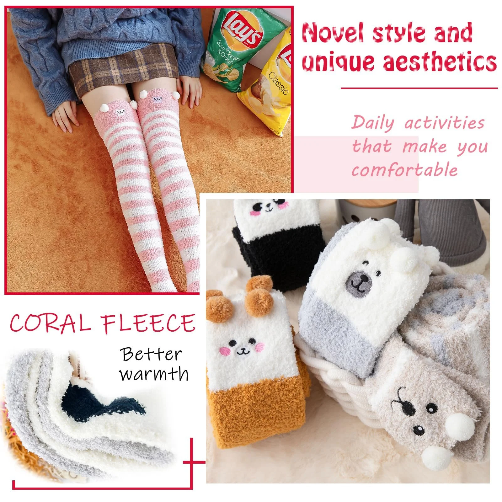 Жіночі довгі шкарпетки Panda Білий, один розмір, фото №5