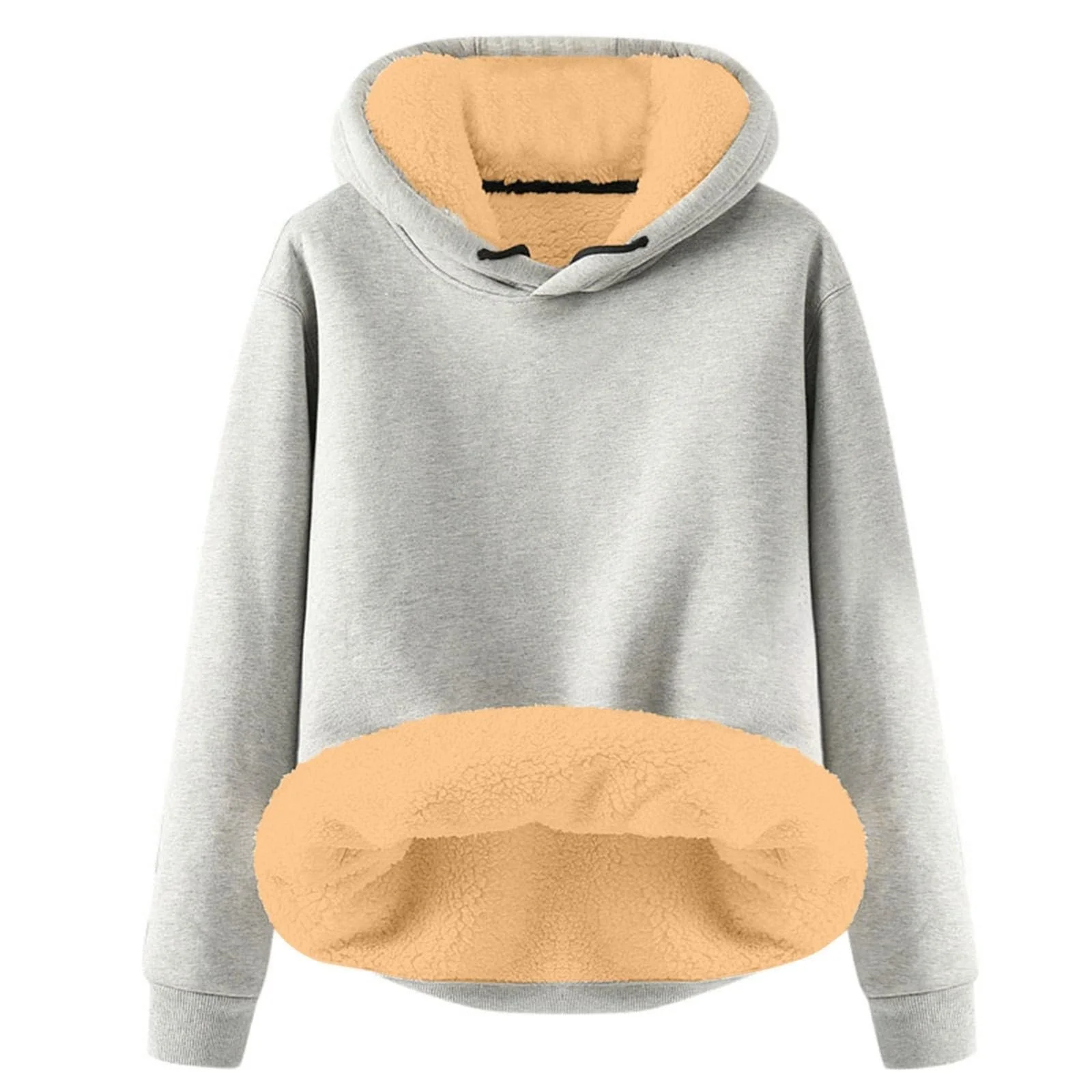 Женский Худи Пуловер Oversize Мягкий Однотонный с капюшоном, фото №1