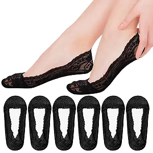 Жіночі шкарпетки-невидимки Мереживні 6 пар - Нековзні - Фото 1