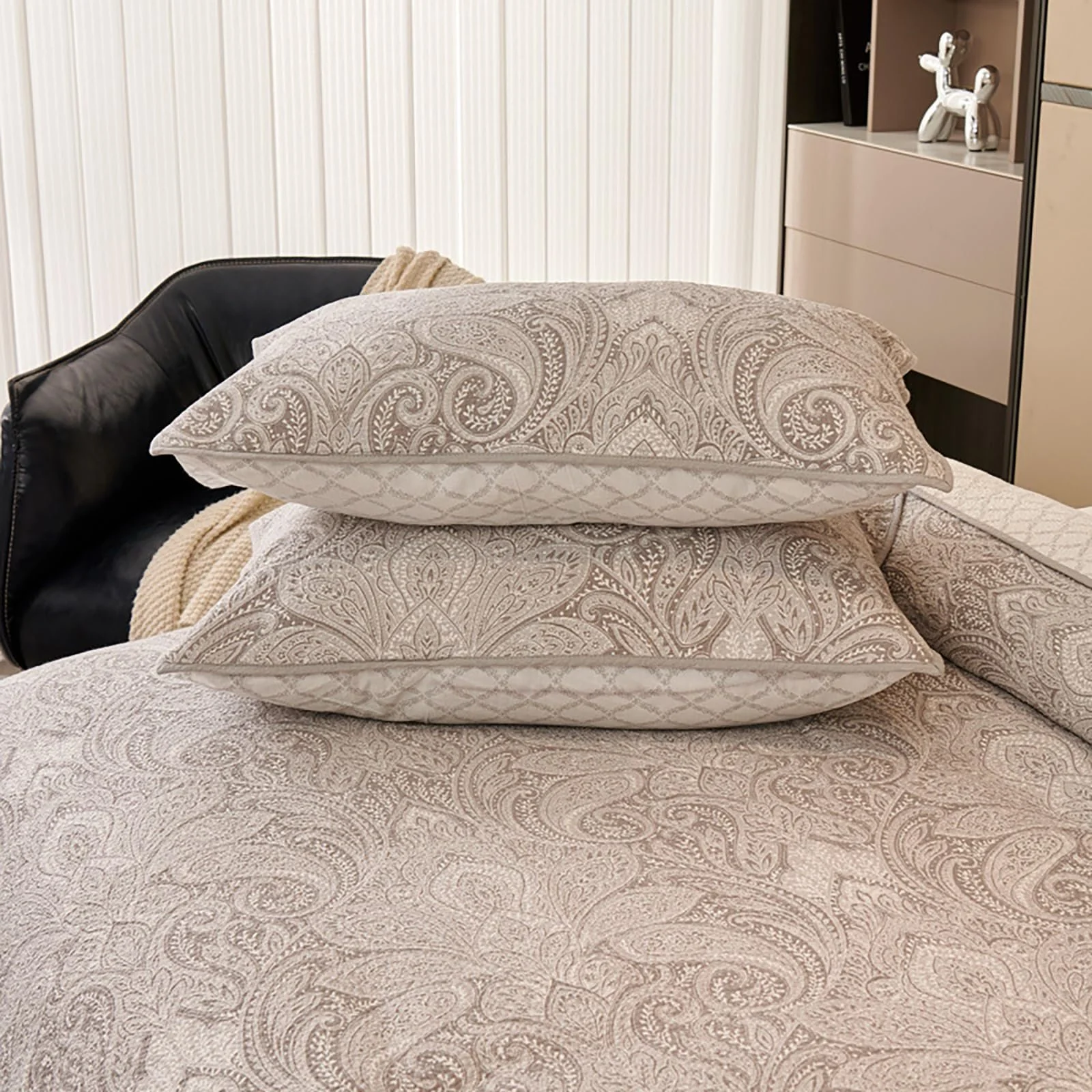 Покрывало E-yimeng 230 x 250 см с 2 наволочками 48 x 74 см Двустороннее Легкий уход Серый, фото №5