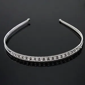 Обруч для волосся Весільний елегантний металевий зі стразами сріблястий, метал - Фото 1