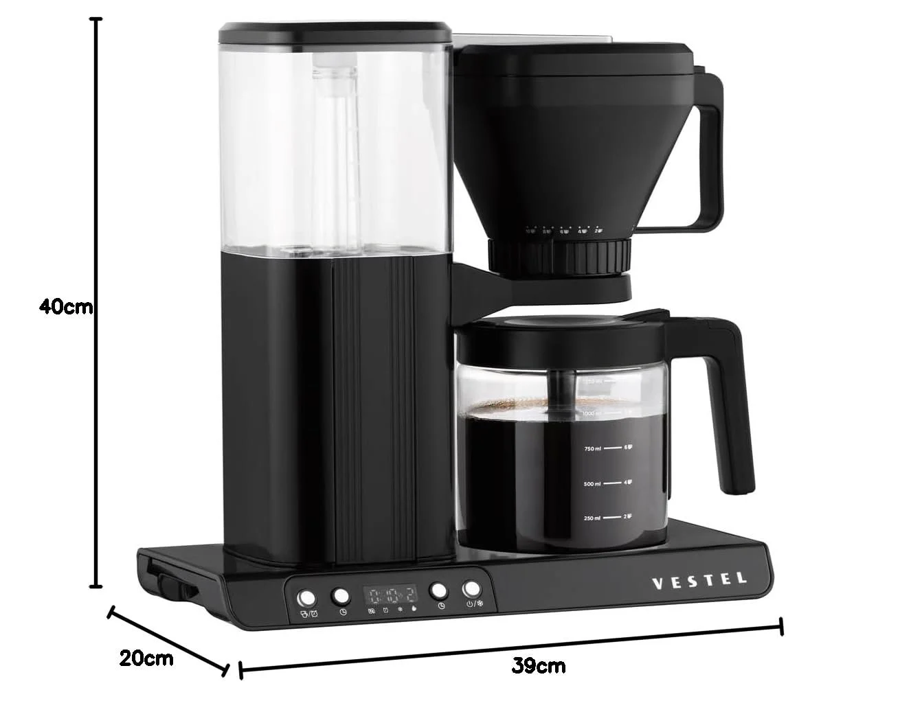 Капельная кофеварка Vestel FCM9065 Golden Cup 1.25 л 10 чашек 1550 Вт черная, фото №8