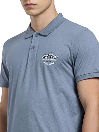 Рубашка-поло Jack & Jones SS 12223714 Мелкий принт Голубой M, фото №5