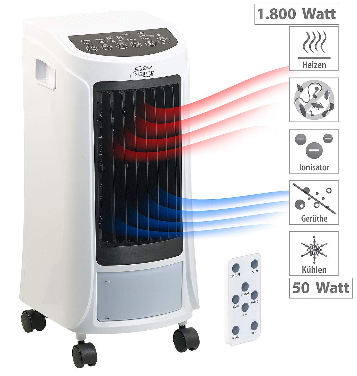 Мобільний кондиціонер Sichler 4 в 1 з функцією іонізатора 1800 W, фото №5