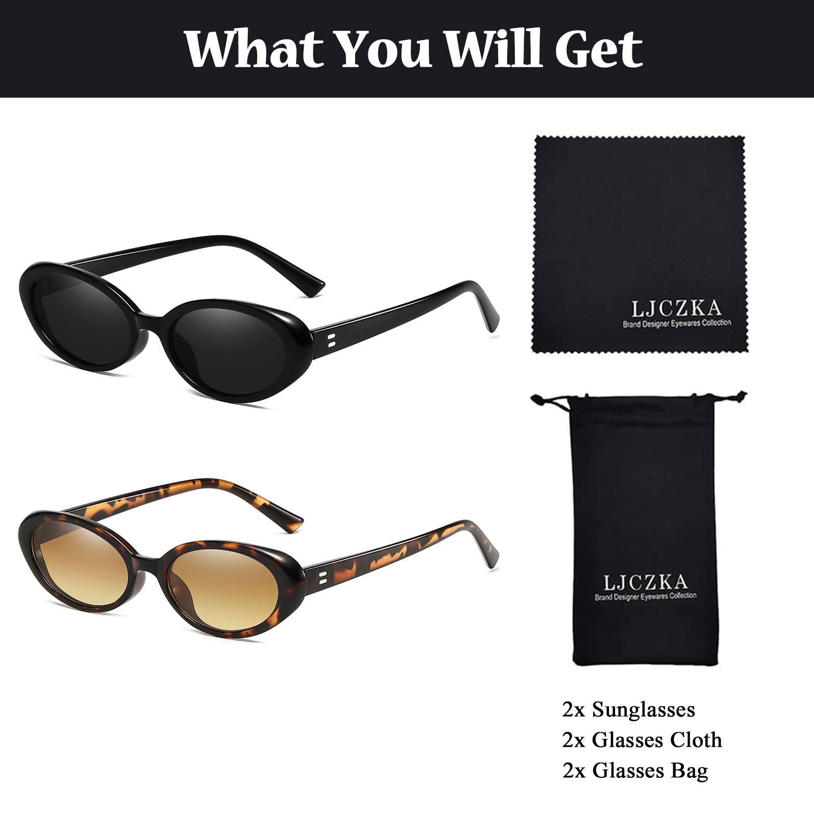 Солнцезащитные очки овальные LJCZKA Retro Vintage 90-х UV400, фото №6