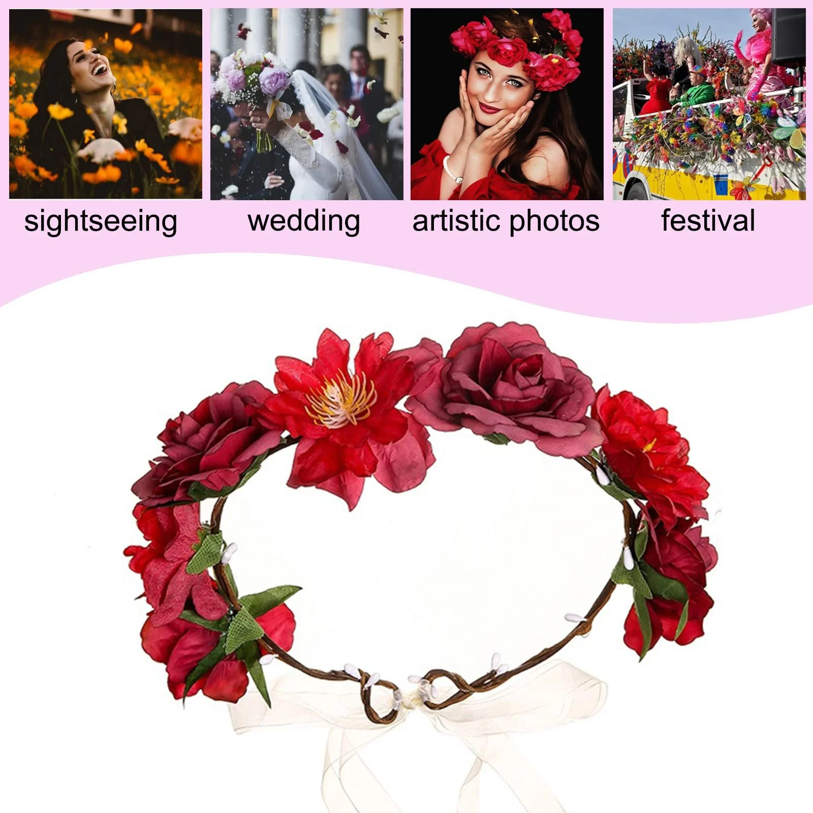 Вінок для волосся Квіти троянди, фото №5