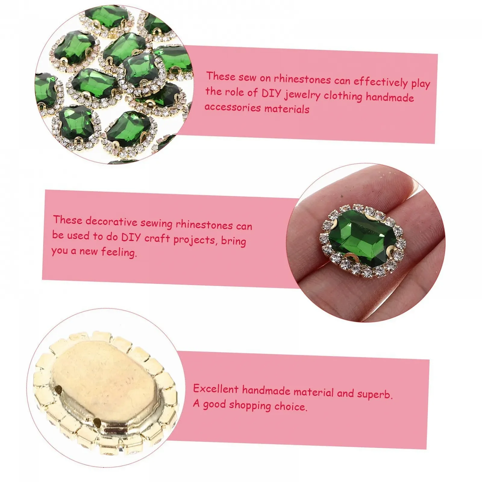 Стрази SEWACC 20 шт., пришивні, для одягу, сумок, аксесуарів, міцні та блискучі, фото №9