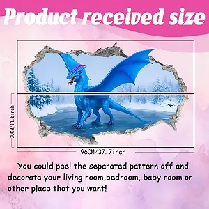 Наклейка на стіну SUPERDANT 3D Крижаний дракон Вінілова Синя synthetic.ua - Фото 1