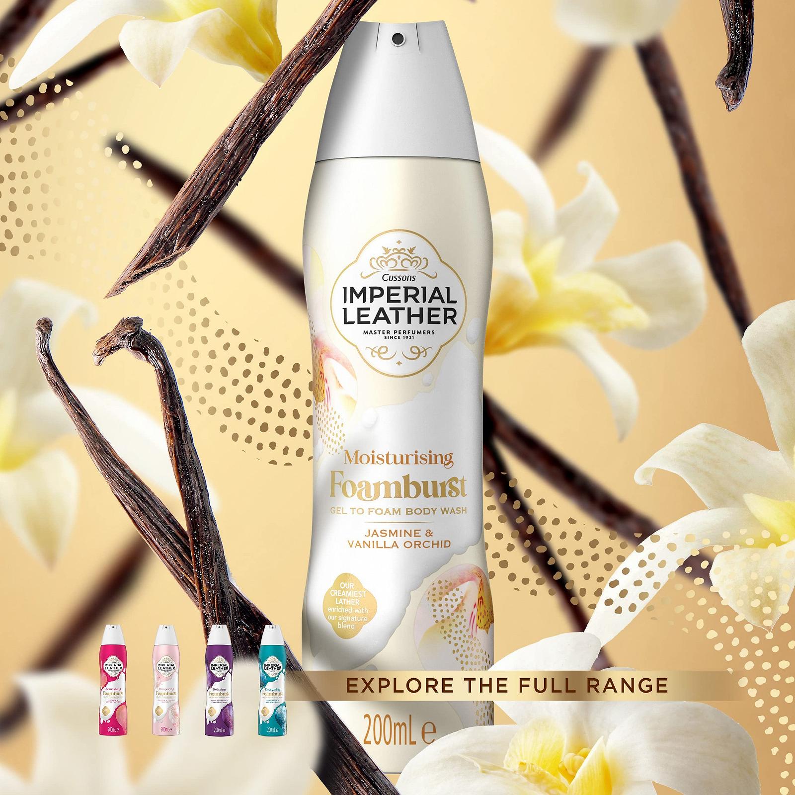 Гель для душу Imperial Leather Foamburst зволожуючий з ароматом жасмину та ванільної орхідеї 6 пляшок по 200 мл, фото №4