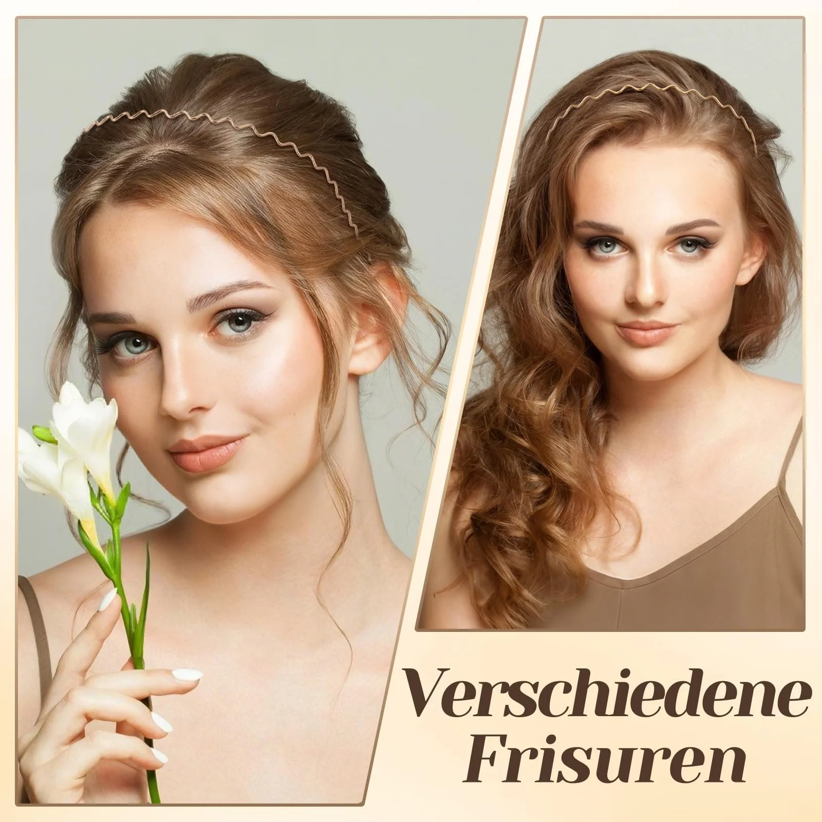 Обруч Метал Luxshiny Набір 3 шт. Хвилястий Золотий, фото №3