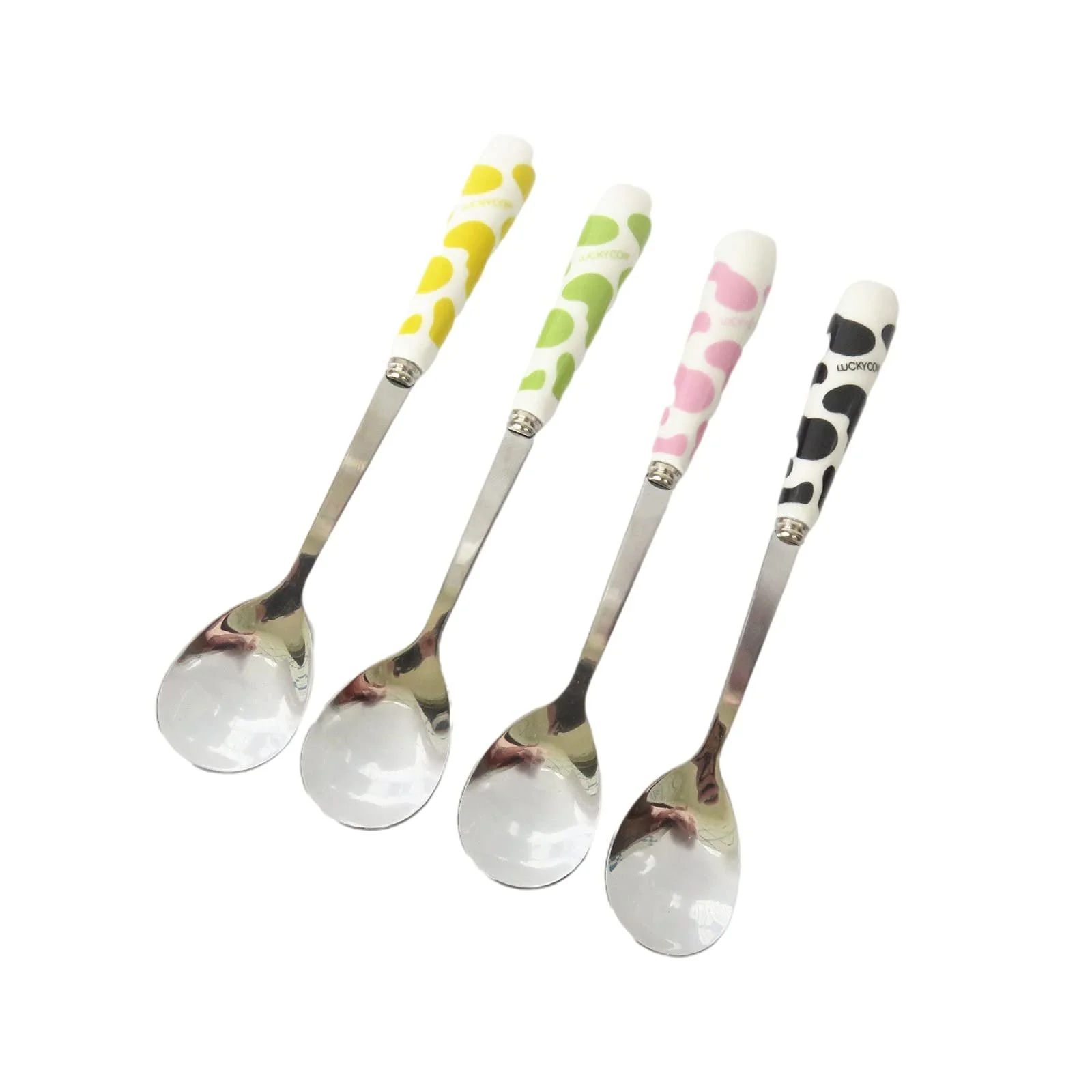 Десертна ложка з керамічною ручкою Ice Cream з нержавіючої сталі з коров'ячим візерунком, фото №2
