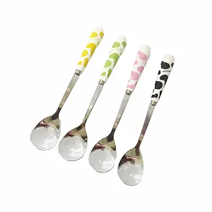 Десертна ложка з керамічною ручкою Ice Cream з нержавіючої сталі з коров'ячим візерунком synthetic.ua - Фото 1