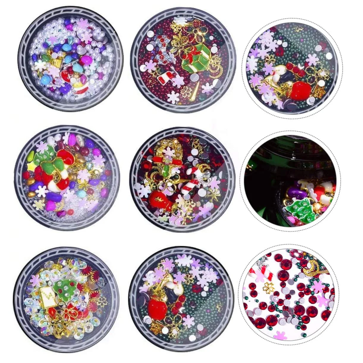 Наклейки для ногтей Рождественские Beavorty Стразы для маникюра Снежинки Santa Жемчуг Украшения для DIY дизайна ногтей Аксессуары, фото №1