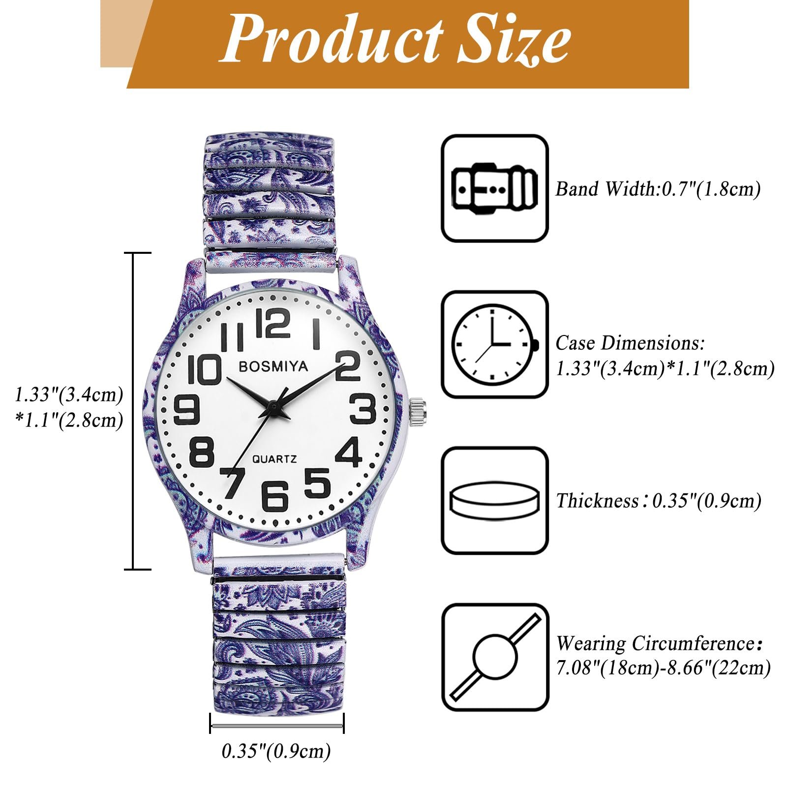 Женские часы Богемные эластичные JewelryWe Винтажный сине-белый фарфоровый принт Аналоговые кварцевые Наручные часы Женский браслет из нержавеющей стали, фото №5 Женские часы Богемные эластичные JewelryWe Винтажный сине-белый фарфоровый принт Аналоговые кварцевые Наручные часы Женский браслет из нержавеющей стали, фото №5