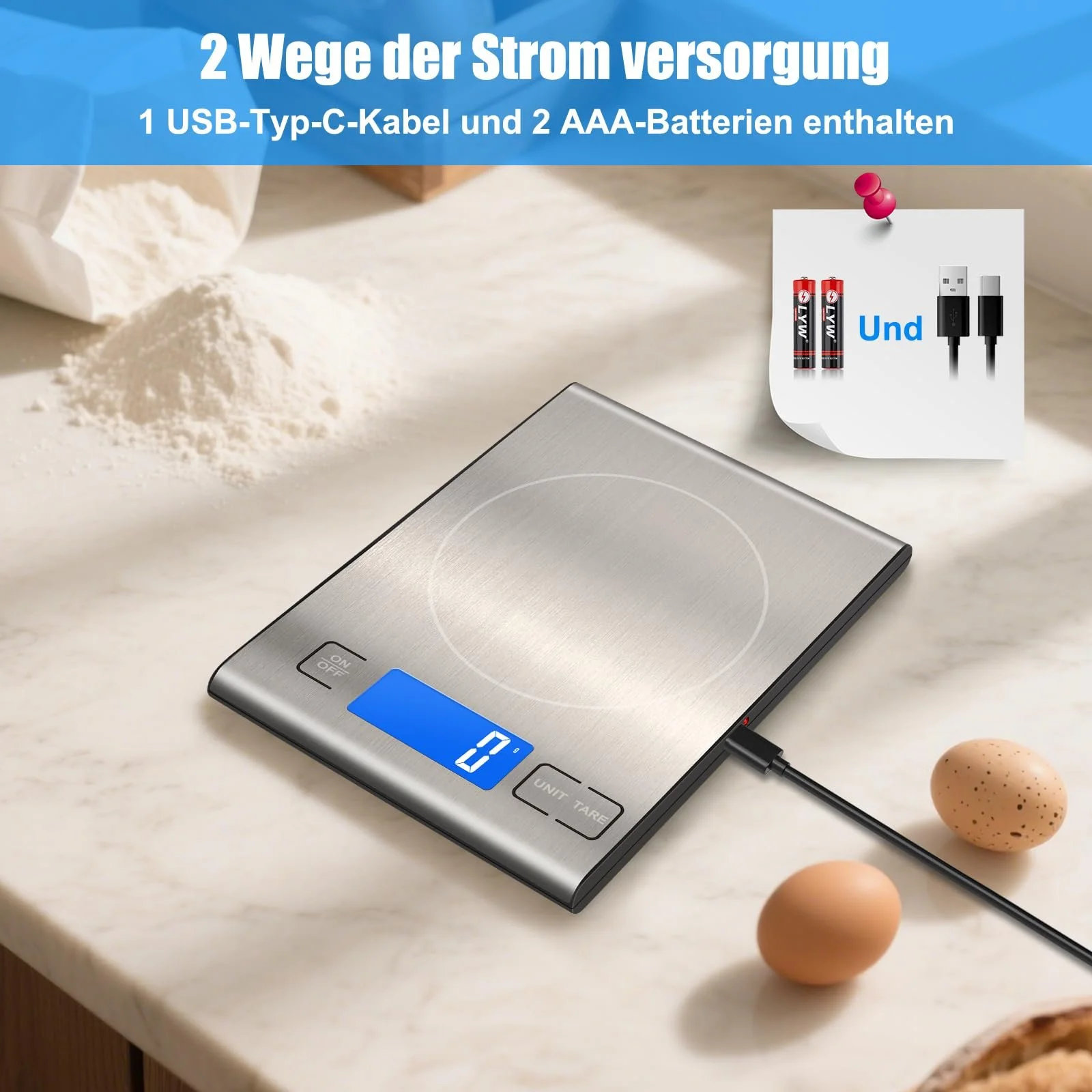 Кухонні ваги Diyife 15 kg Stainless Steel USB-C LED, фото №2 Кухонні ваги Diyife 15 kg Stainless Steel USB-C LED, фото №2