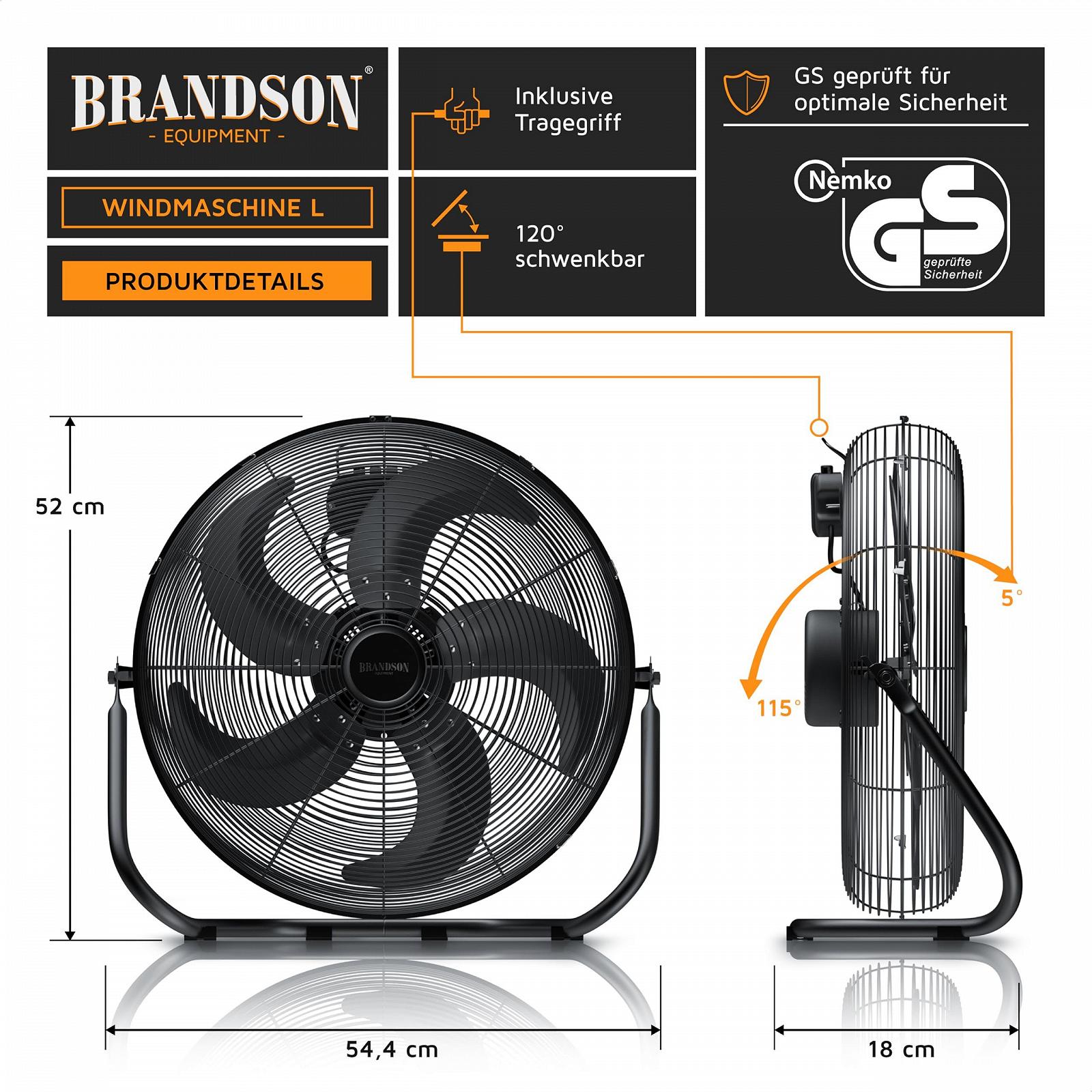 Вентилятор Brandson, большая ветряная машина, черный, фото №3