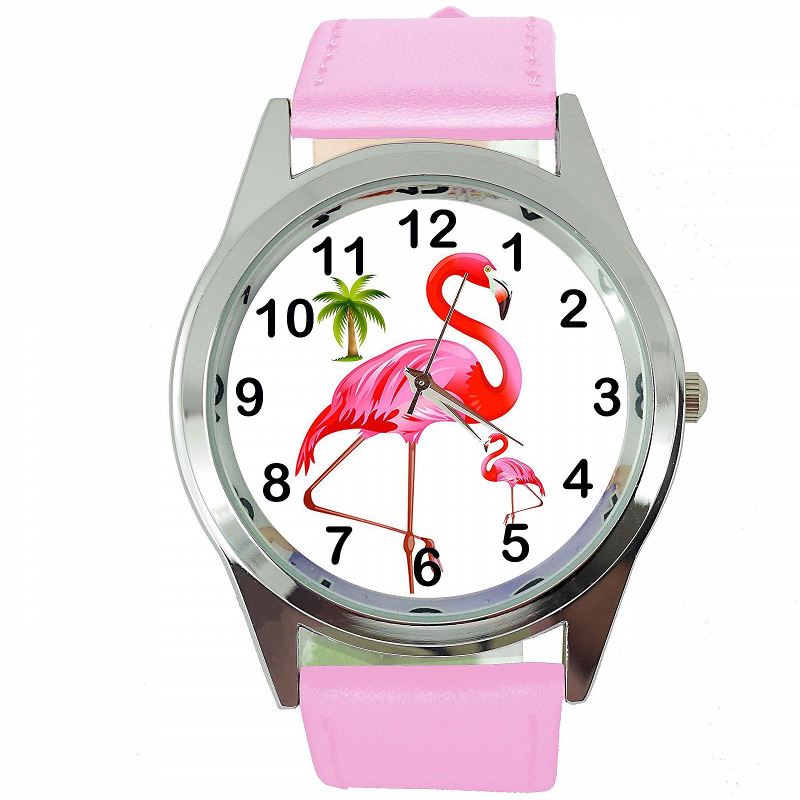 Годинник наручний Flamingo Кварцовий Круглий Рожевий Шкіряний, Стрічка, фото №1