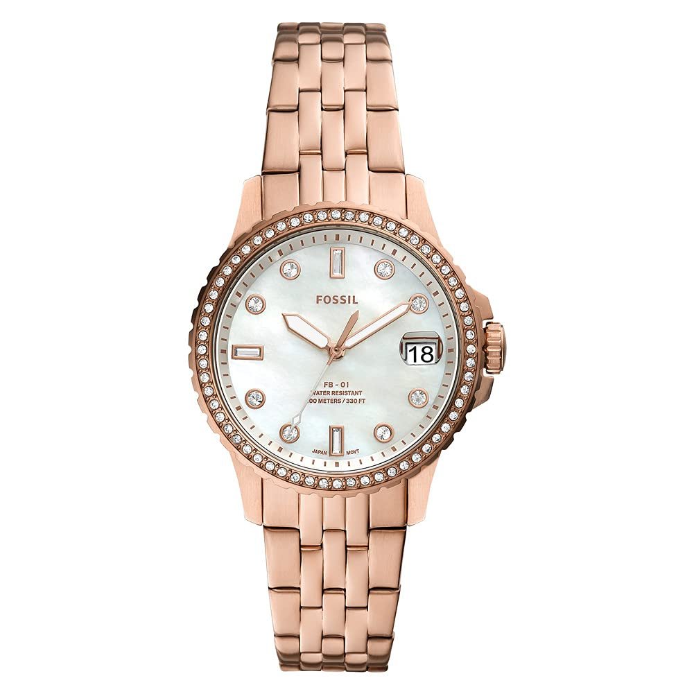 Женские аналоговые кварцевые часы Fossil ES4995, розовое золото, ES4995, фото №1
