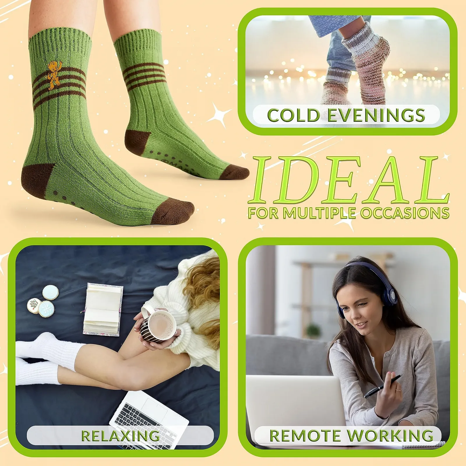 Шкарпетки для сну Disney для жінок Теплі шкарпетки-слідки Stitch Baby Yoda - Нековзні, один розмір, фото №5