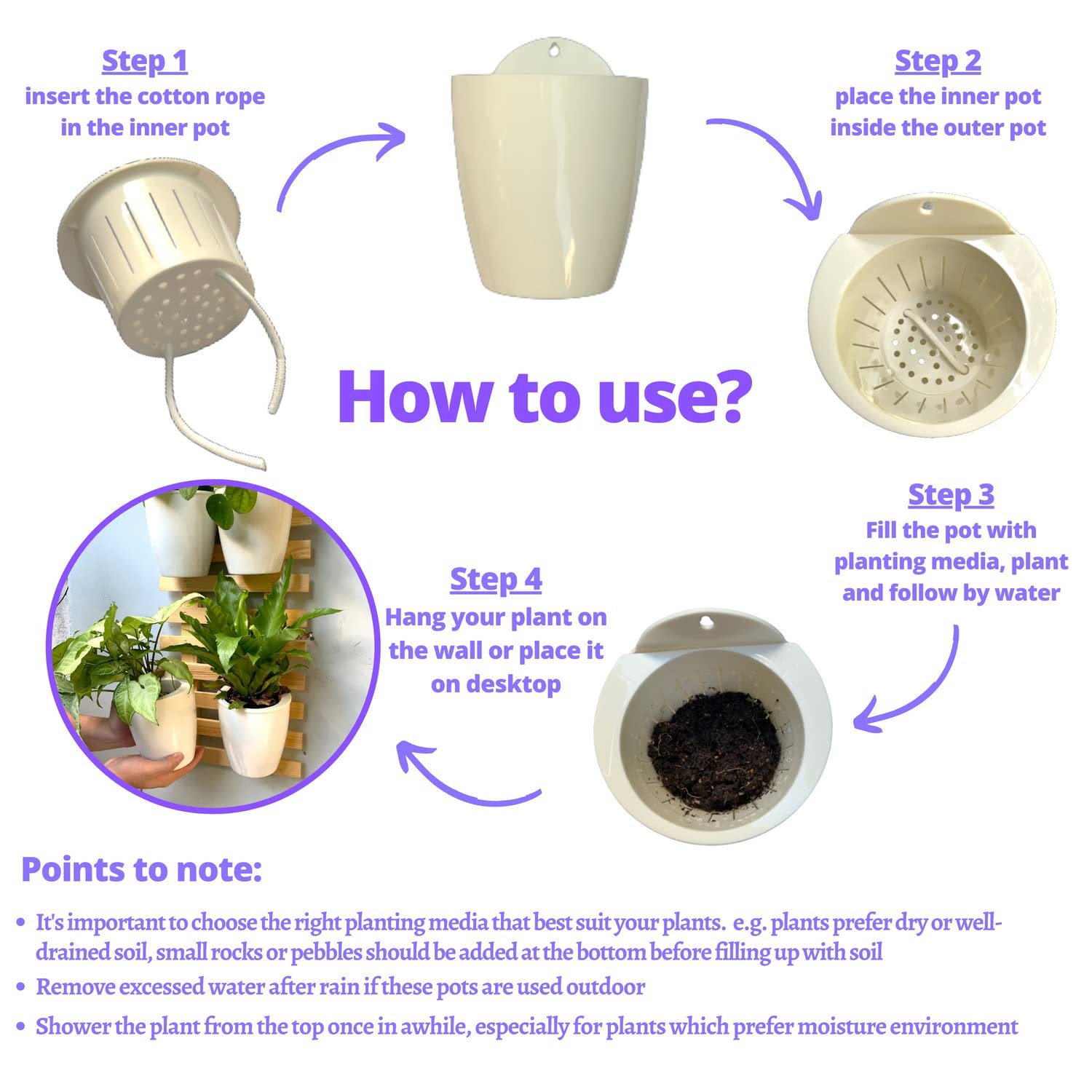 Настінні кашпо LáLáGreen 10 шт. з автополивом Білі, фото №5 Настінні кашпо LáLáGreen 10 шт. з автополивом Білі, фото №5