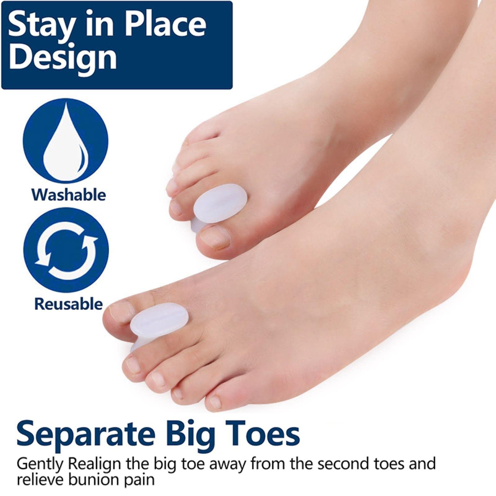 Роздільники для пальців ніг гелеві 2 шт./пара Коректор великого пальця стопи для корекції великих пальців ніг і полегшення болю при бурситі, фото №2 Роздільники для пальців ніг гелеві 2 шт./пара Коректор великого пальця стопи для корекції великих пальців ніг і полегшення болю при бурситі, фото №2