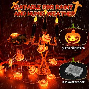 Гирлянда Dalugo Halloween Fairy Lights, 3 м, 20 LED, тыква, с таймером 6 часов, IP65 водонепроницаемая synthetic.ua - Фото 1