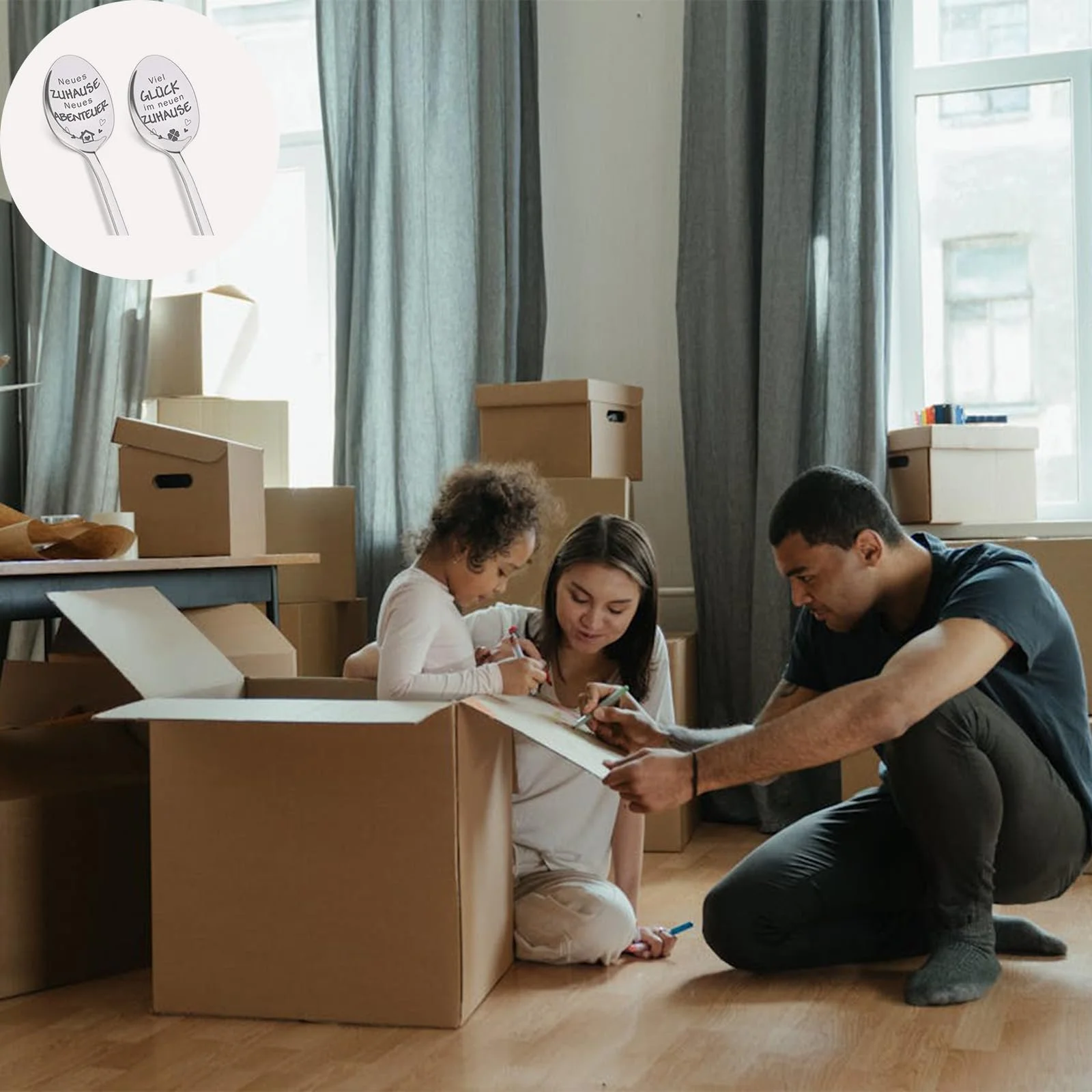 Кавова ложка House Warming Gift Нержавіюча сталь з гравіюванням, набір 2 шт., фото №6