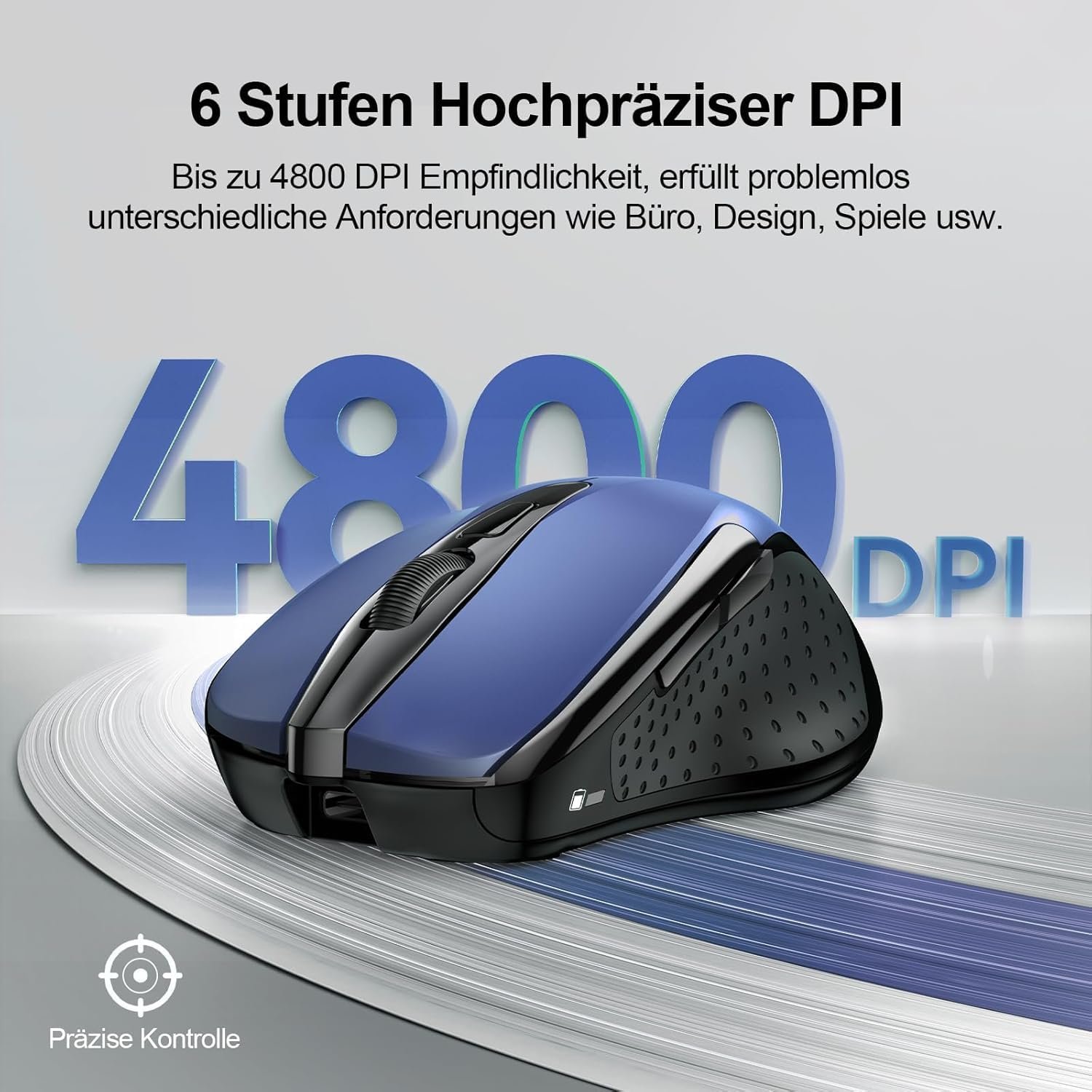 Миша Bluetooth TECKNET Бездротова Перезаряджувана 4800 DPI Ергономічна Тиха Синя, фото №4