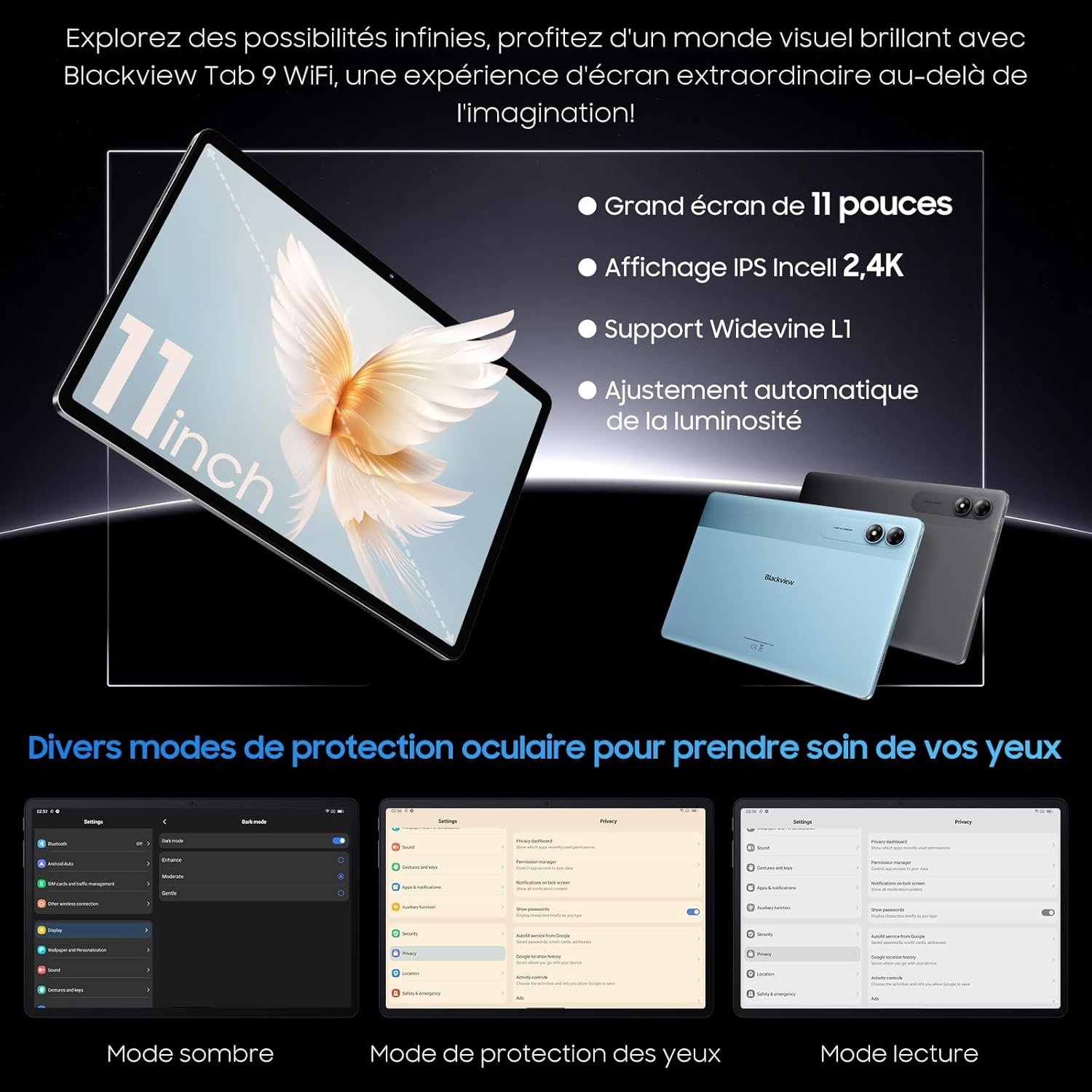 Планшет 11" 2K Blackview Tab 9 WIFI (6+12)/256Gb 8 ядер Android 14 8200 mAh Серый, фото №4