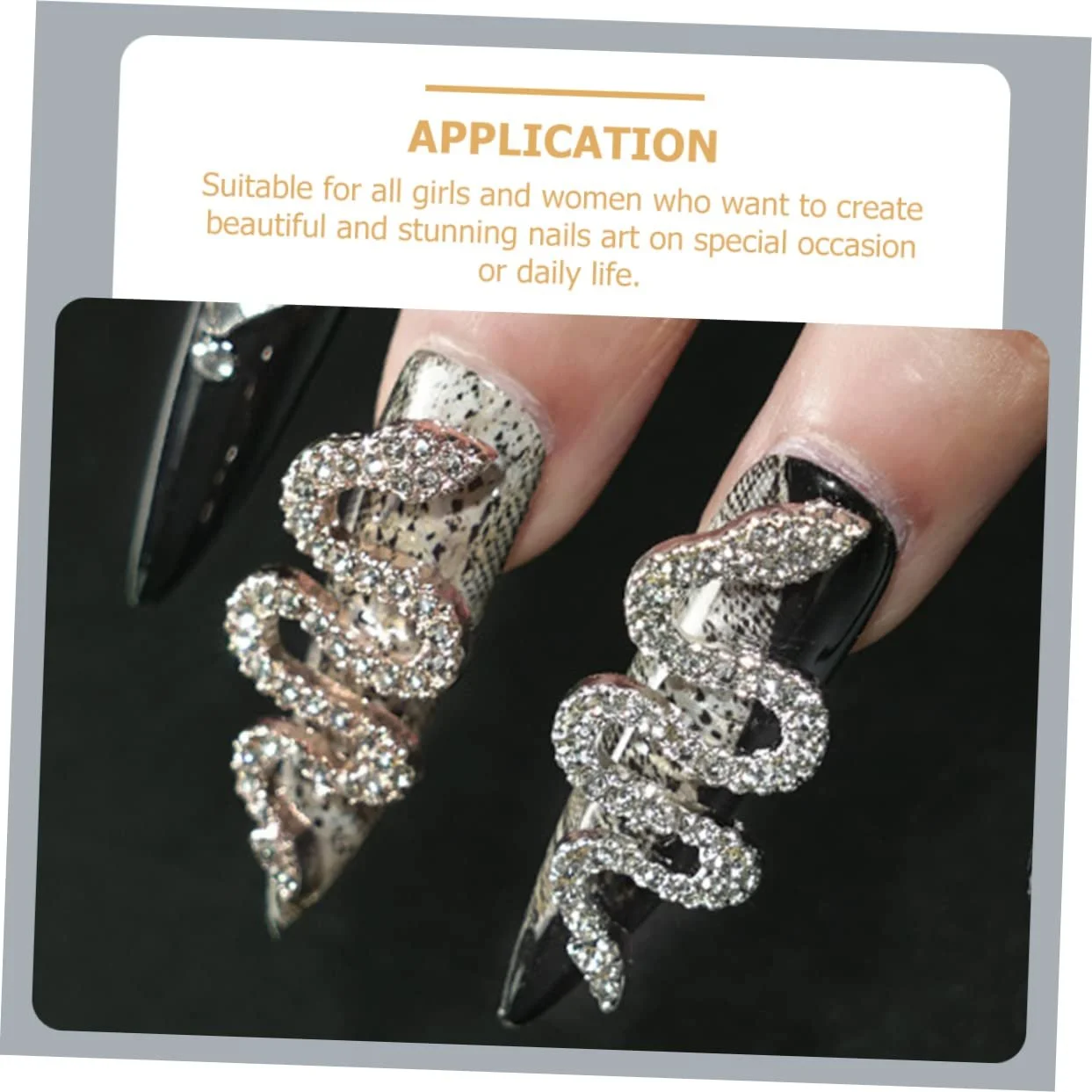 Стрази для нігтів FOMIYES 7 шт, сплав, змія, манікюр, наклейки, прикраси зі стразами, підвіска 3D, тривимірні, фото №3