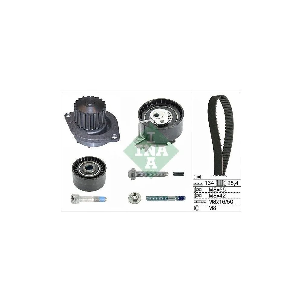 Водяний насос і комплект ременя ГРМ INA 530 0379 30 для CITROËN PEUGEOT, фото №1
