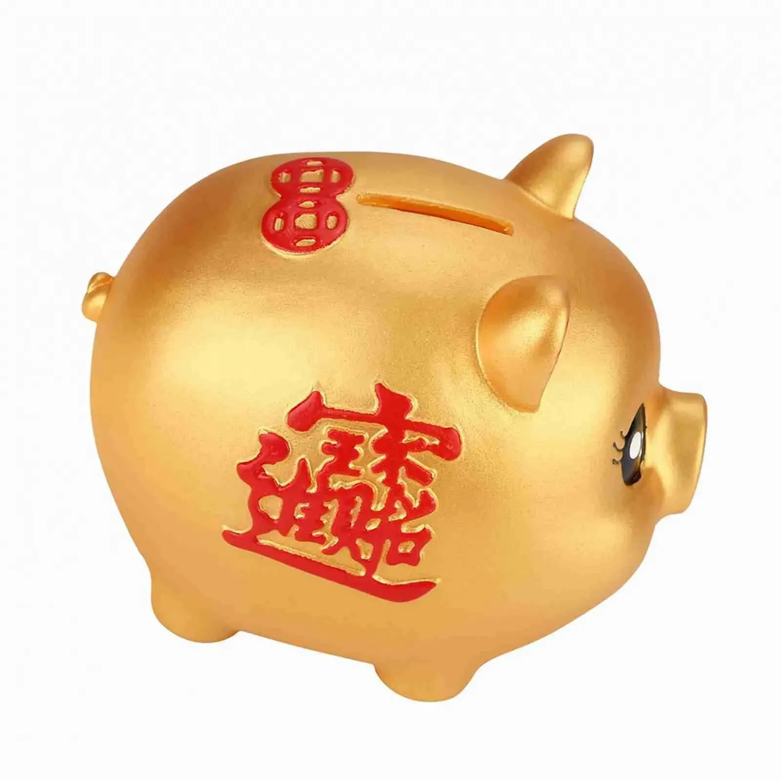 Копилка Поросенок Силиконовая 12,5 см Золотистая, фото №4