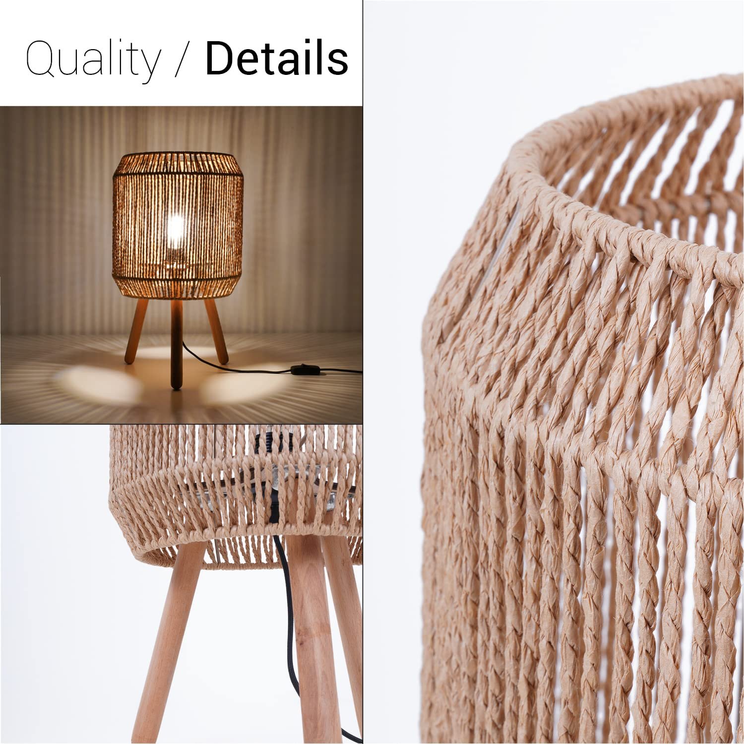 Настільна лампа Paco Home Boho декоративний кошик E27 Тип 5 Натуральний, фото №7