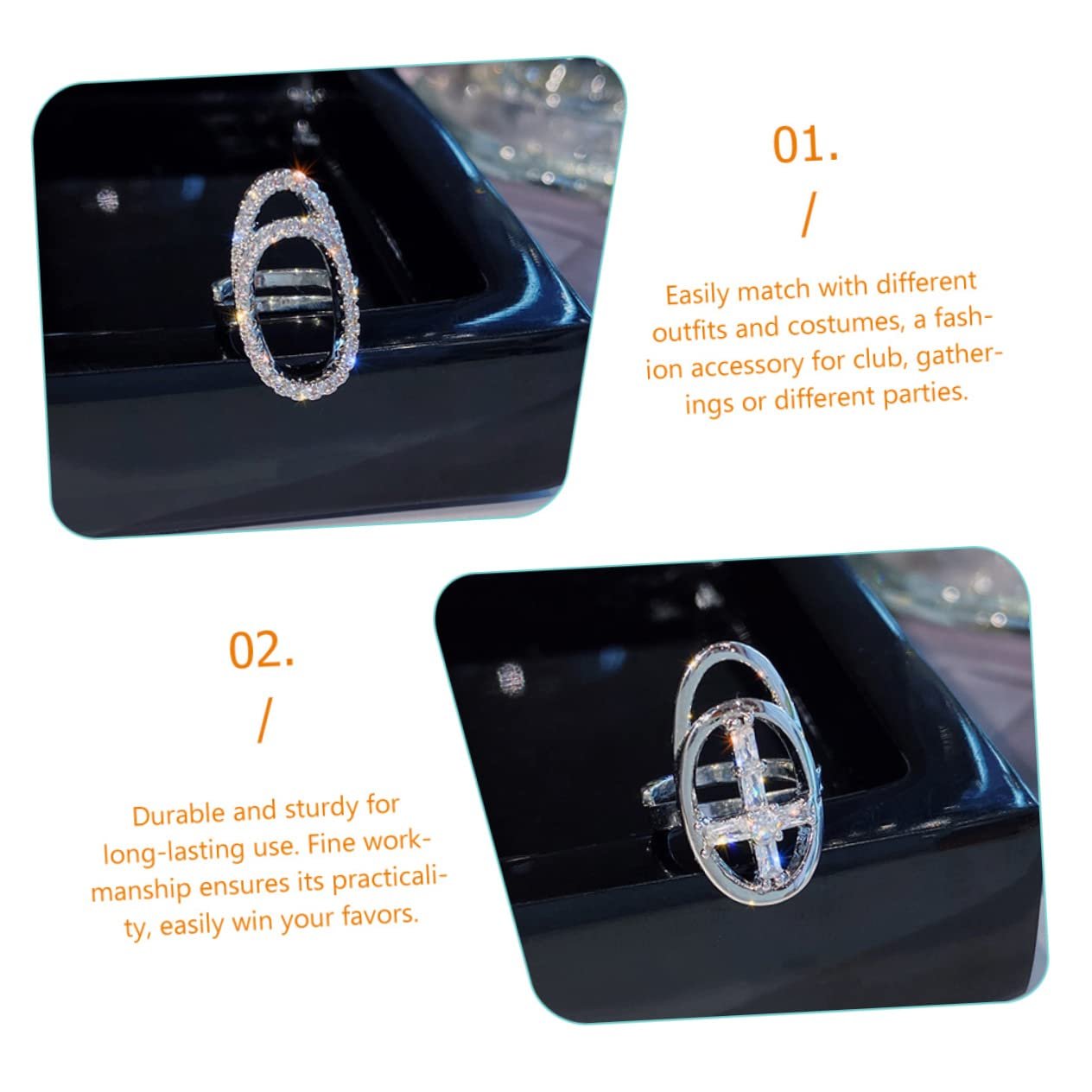 Кольцо для ногтей minkissy 4 шт. Стразы для ногтей, кольцо для пальцев, украшение для маникюра, фото №4