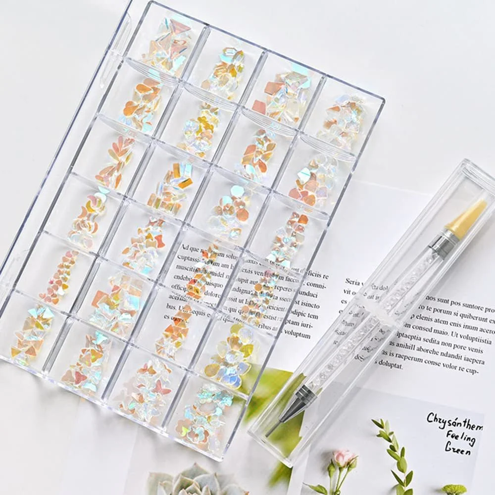 Набір для декорування нігтів стразами 1 коробка Кришталеві, фото №1