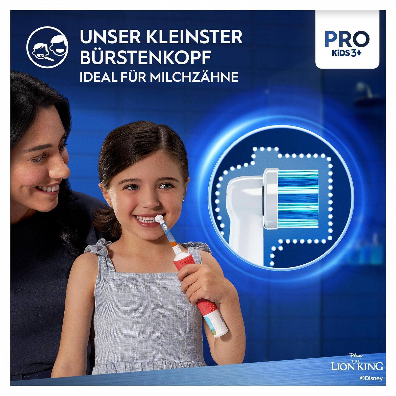 Електрична зубна щітка Oral-B Pro Kids Король Лев для дітей від 3 років, включаючи режим Sensitiv+, екстрам'яка щетина, 1 змінна щітка, 1 дорожній футляр, біло-червона, фото №3