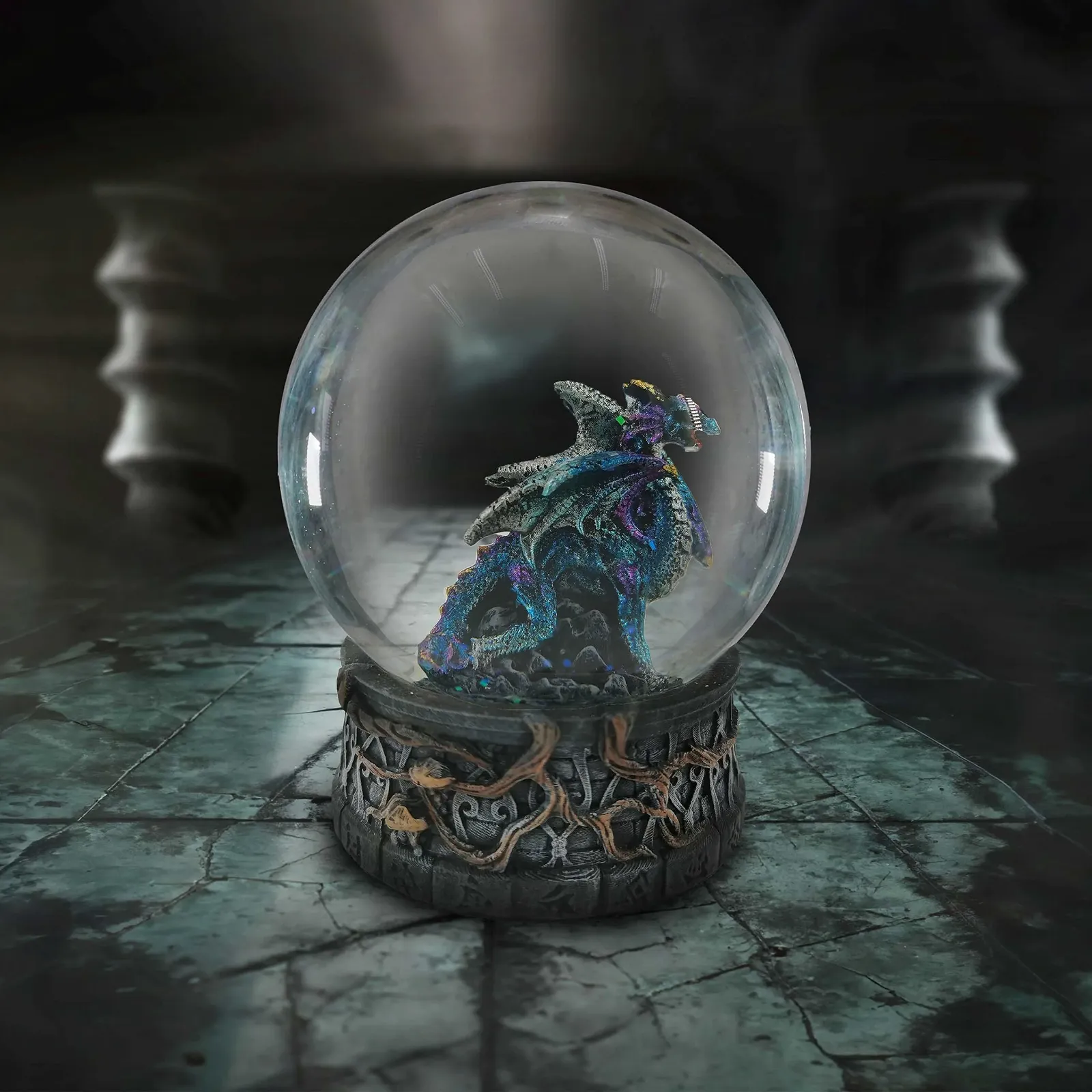 Шар снежный Nemesis Now Dragon Storm 10см Смола Синий Дракон, фото №7