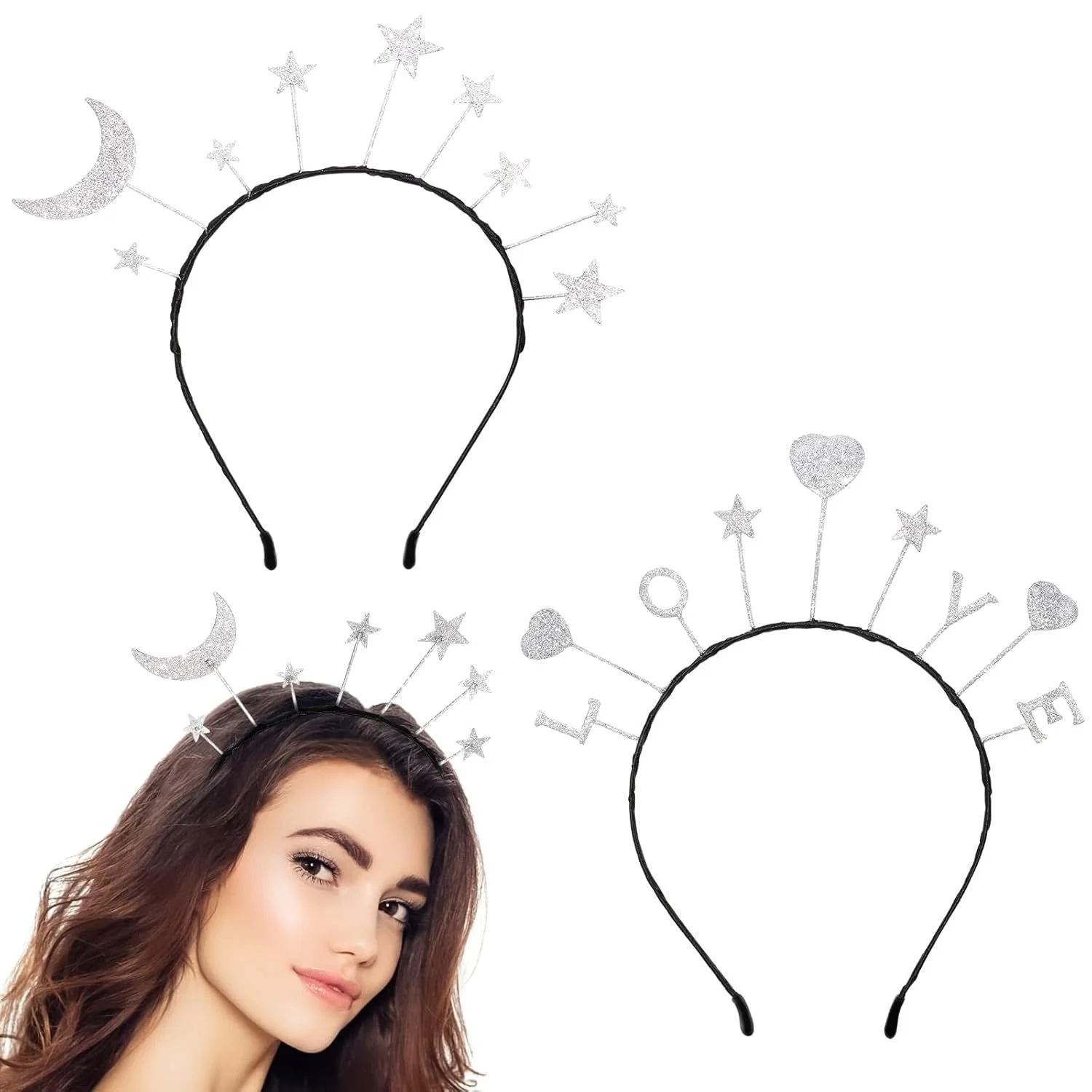 Жіночий обруч для волосся 2 шт Блискучий, фото №1