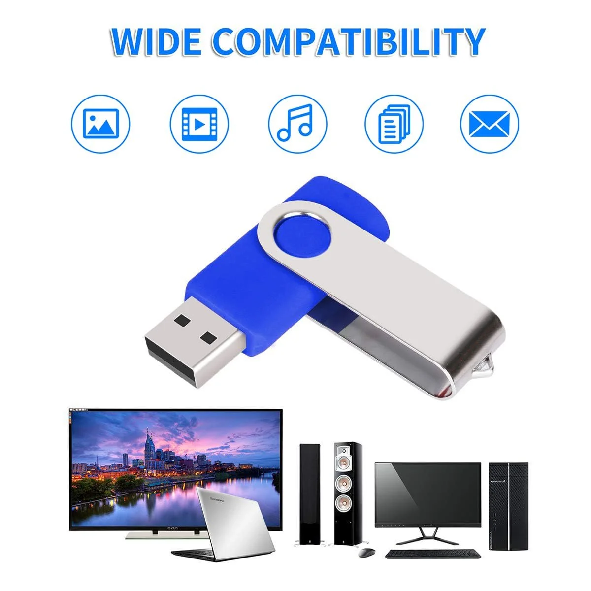 USB-накопичувач AreTop 8 ГБ USB 2.0 10 штук 360 Degree Синій, фото №6