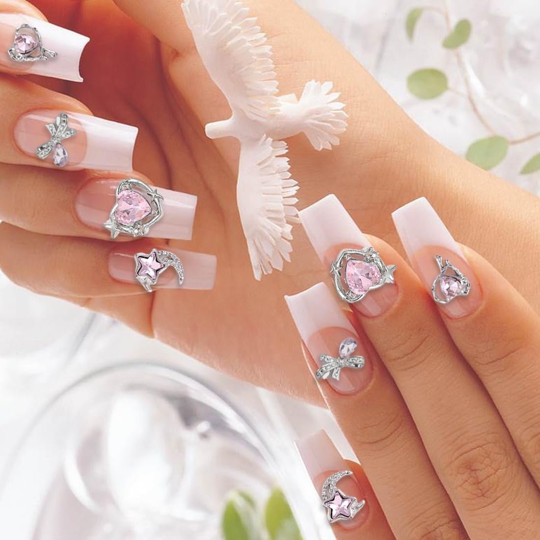 Украшения для ногтей, 24 штуки, кисточка для ногтей, розовые 3D украшения для ногтей, дизайн стразами в форме кисточки, блестящие украшения для ногтей, акриловые украшения для ногтей для женщин, фото №5