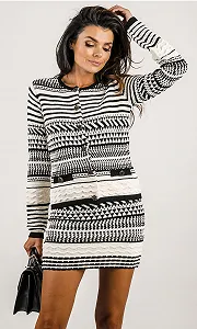 Жіночий кардиган Guess by Marciano у стилі Шанель Біло-чорний - M ціна на synthetic.ua - Фото 1 Жіночий кардиган Guess by Marciano у стилі Шанель Біло-чорний - M synthetic.ua - Фото 1