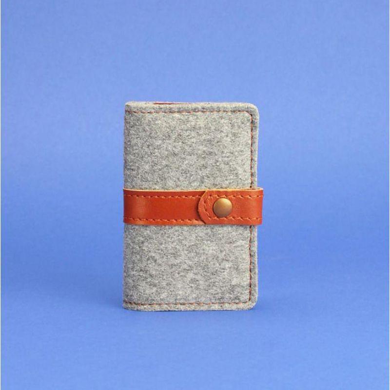 Фетровый кард-кейс визитница 6.1 с кожаными коричневыми вставками, фото №5