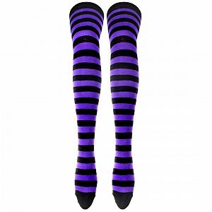 Гетри в смужку (2 пари) (чорно-фіолетові) synthetic.ua - Фото 1