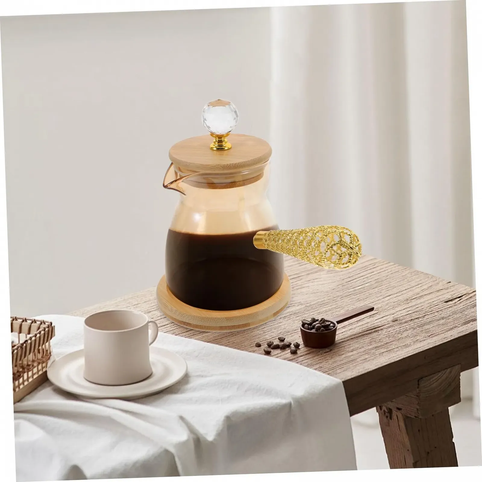 Кавник скляний Ipetboom Жаростійкий з довгою ергономічною ручкою, ручної роботи, універсальний, фото №3