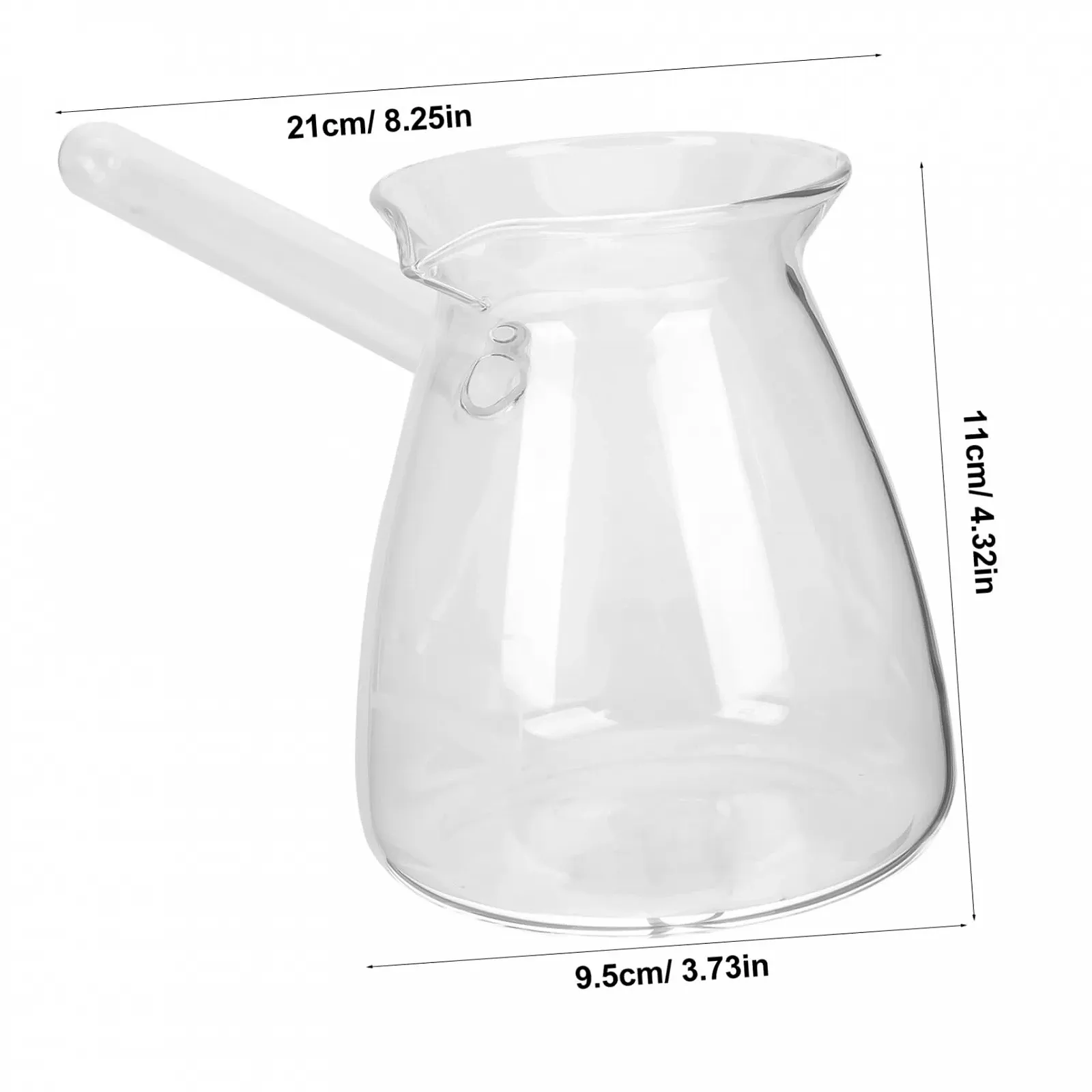 Турка скляна High Borosilicate 450 мл з V-подібним носиком, термостійка, прозора, фото №2