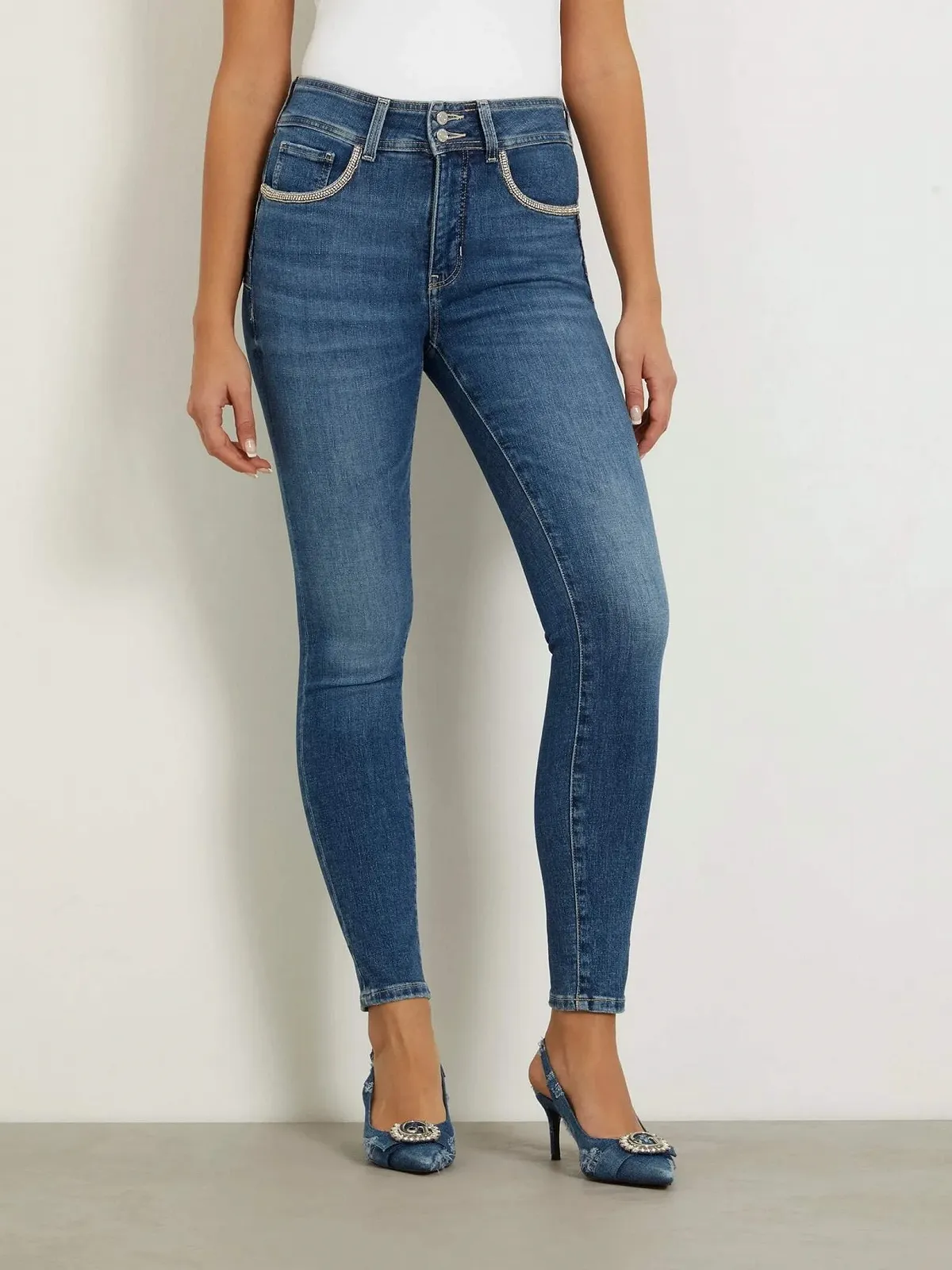 Жіночі джинсові штани Guess Skinny Fit Синій - 27, фото №2