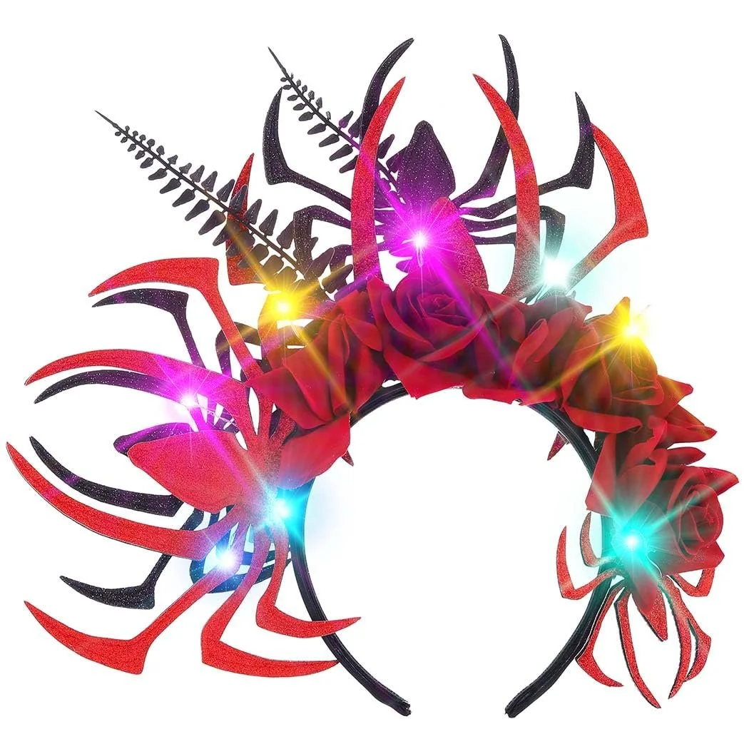 Хелловін Обруч Reaky Квіти Червоний, фото №1