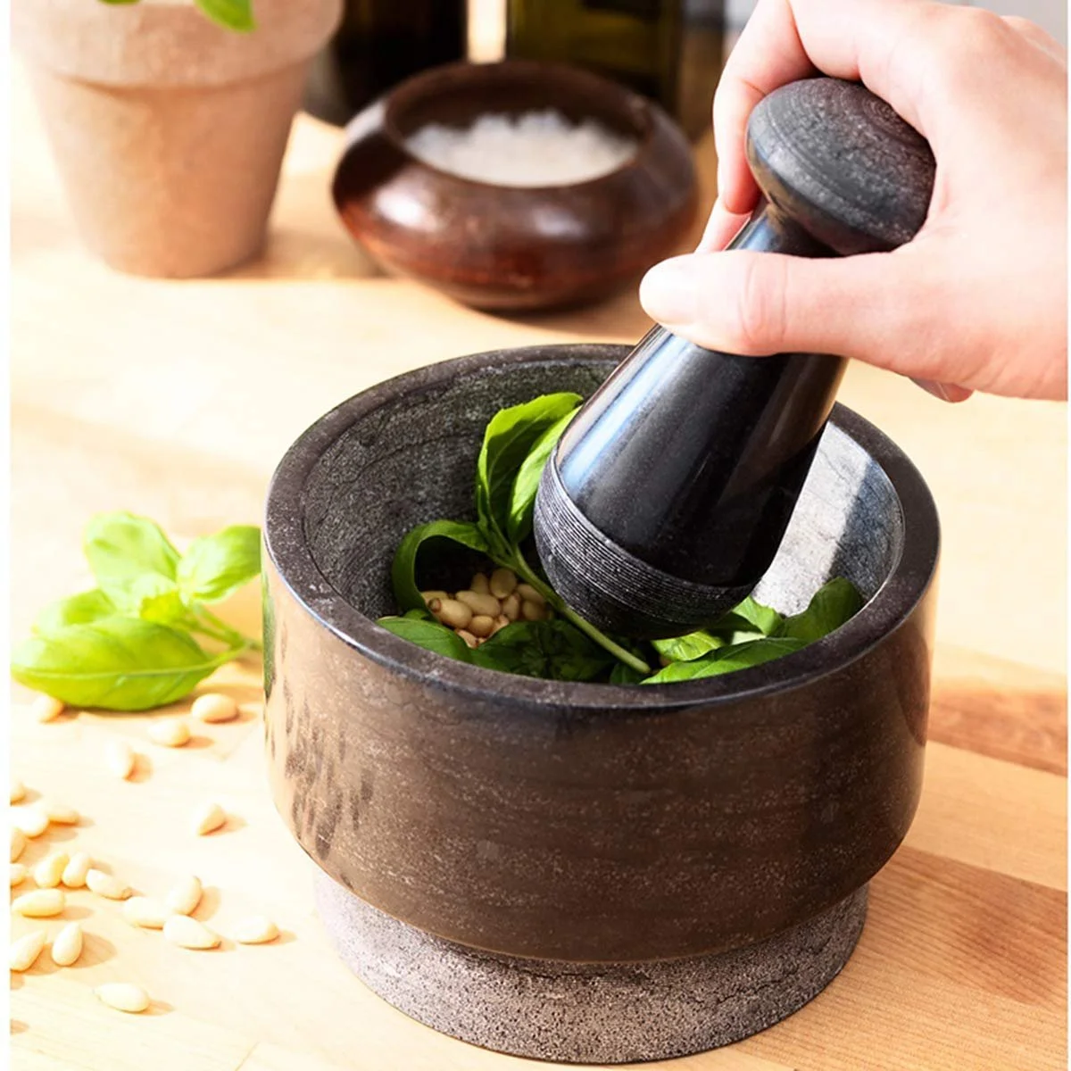 Ступка з товкачиком мармурова велика натуральний камінь, фото №3 Ступка з товкачиком мармурова велика натуральний камінь, фото №3