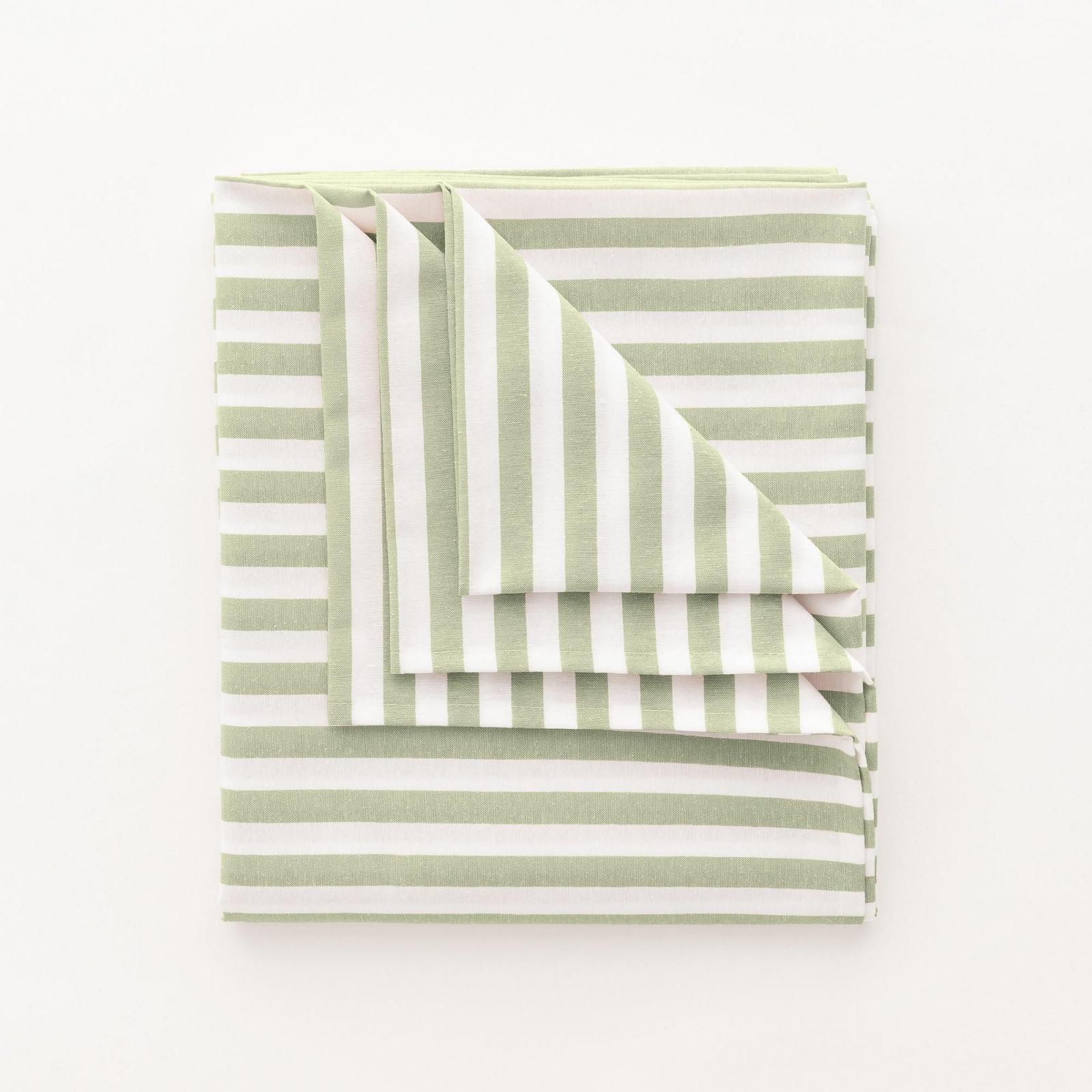 Скатертина GAMUSI Stripe Прямокутна бавовняна водонепроникна Light Green 140 x 200 см, фото №5